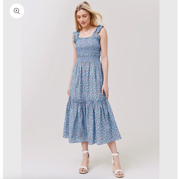 Sea New York Lilly Smocked Strawberry Midi Dress - Picture 2 of 9